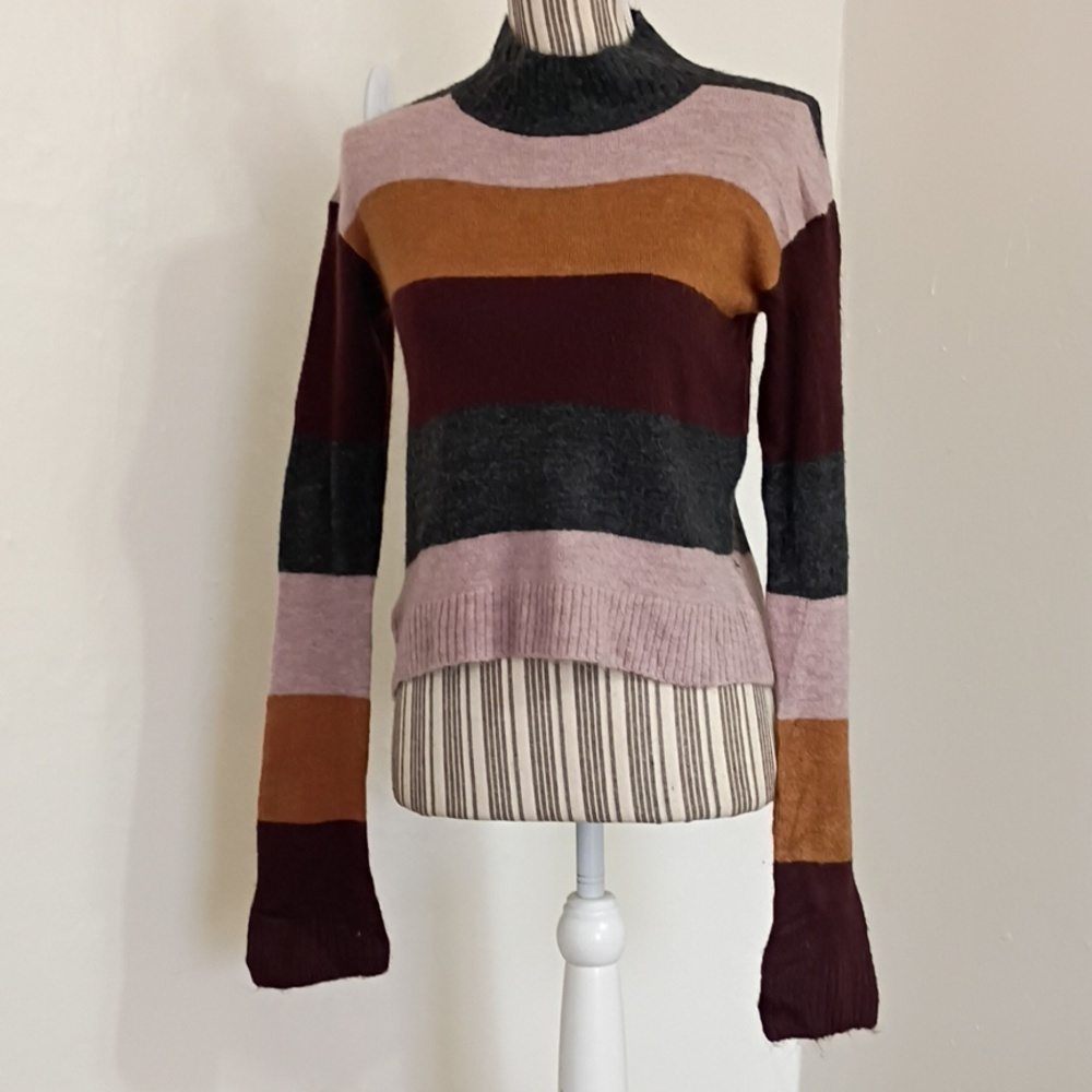 Express Super Soft Striped Mock Neck Sweater Size XS NWT